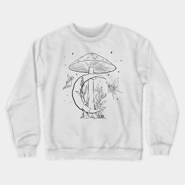 Fairycore Aesthetic Fairy Mushroom Moon Fairies Crewneck Sweatshirt by Alex21